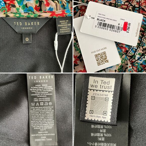 Ted Baker Dress 2 Floral Tiania Smock Panel Wrap Mini - Picture 5 of 11